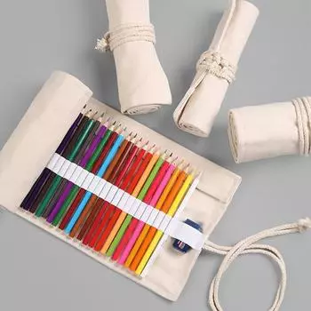 Wrap Roll Up Makeup brush Holder Pencil Bag Stationery storage Canvas Pen Curtain Pencil Case 72 Holes