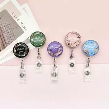 Wreath Badge Clip Fall-proof Name Card Holder Portable Retractable Badge Reel Office Supplies синий