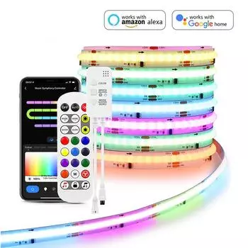 WS2811 WiFi RGBIC COB Неоновая светодиодная лента Работа с Tuya Smart Life Адресная IC RGB Полноцветная лента мечты Декор комнаты Лампа Alexa Google Home 1m