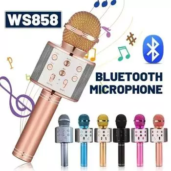 WS858 караоке-микрофон для детей, поющих 5 в 1, беспроводной Bluetooth-микрофон со светодиодной подсветкой, портативный микрофон, динамик