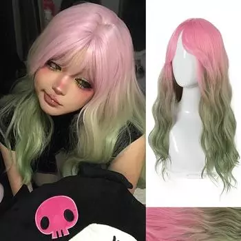 WTB Orchid Mantis Powder Gradient Green Синтетический парик Женский Полная Голова Лолита Модный Длинные Волосы Волнистый Парик Полная Голова 60CM