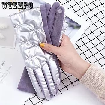 WTEMPO 1 пара женских холодостойких ветронепроницаемых перчаток с закрытыми пальцами, мягкие перчатки для защиты от холода и ветра, теплые перчатки для путешествий на открытом воздухе 1 pair чёрный