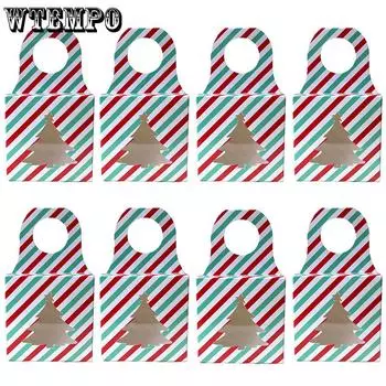 WTEMPO 25 шт 9*9*3 см рождественские подвесные коробки из крафт-бумаги для фестиваля на открытом окне креативные подарочные коробки своими руками декоративные подвесные коробки для бутылок вина 25pcs красный