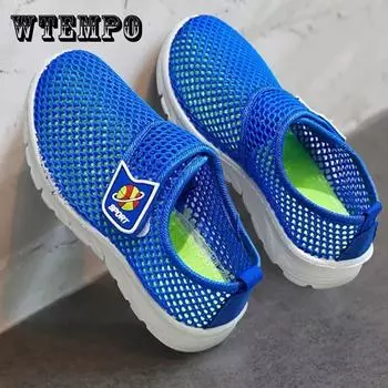 WTEMPO/Детская спортивная обувь на мягкой подошве на весну и лето для мальчиков и девочек, Нескользящая повседневная обувь на плоской подошве с дышащей сеткой 21