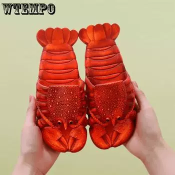 WTEMPO/летние тапочки-лобстеры, мужские шлепанцы с забавными животными, пляжная обувь, женские тапочки унисекс, большие размеры, оптовая продажа, дропшиппинг