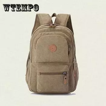 WTEMPO однотонный толстый износостойкий холщовый рюкзак унисекс большая вместительная сумка для багажа джинсовая студенческая школьная сумка 39*28*15cm дубильная кора