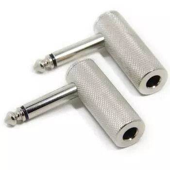 Wuernine Set of 2 monaural standard phone plug to monaural standard phone plug Compatible with headphone guitar Connector adapter L-shaped