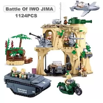 WW2 112 шт SLUBA BLOCK военные кирпичи битва IWO JIMA строительные блоки для детей