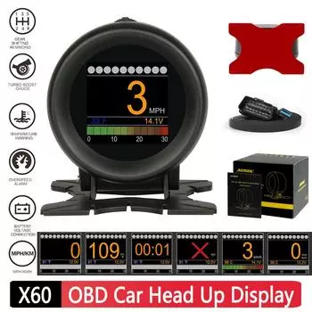 X60 OBD Car HUD Head Up Display Voltage Speed Meter OBD II Car Digital Speedmeter Meter Display Speed Car Accessories чёрный