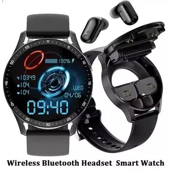 X7 2 в 1 умные часы с наушниками умные часы TWS Bluetooth наушники пульсометр артериальное давление спортивные часы фитнес-часы чёрный