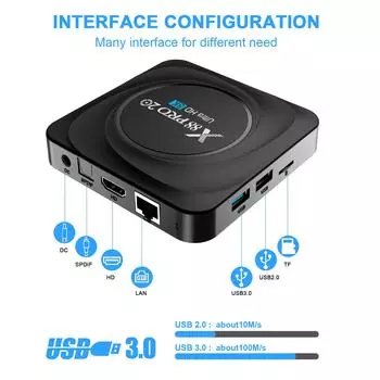 X88 PRO 20 Android 11.0 Smart TV Box RK3566 Четырехъядерный процессор H.265 VP9 8K Декодирование UHD 4K Медиаплеер EU-32G чёрный