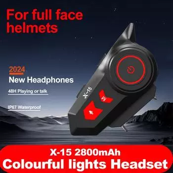 X-15 Bluetooth 5.0 гарнитура для мотоциклетного шлема аккумулятор 1200 мАч беспроводные наушники Handsfree стерео с подсветкой наушники