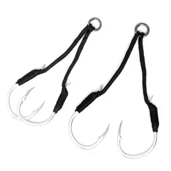 x Double Hooks for Slow Fall 3cm Medium Metal Jig Slow Jigging Jig for Spanish and Tonjigi Fishing Double and BAKSTORM 10-Pack (5 2-hook packs)