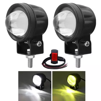 X-STYLE Motorcycle Fog Lamp, Cut Lines, 20 W, 2 Colors, Yellow/White, LED, Small, High