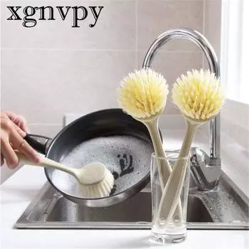 xgnvpy Long Handle Cleaning Brush Multifunctional Pan Pot Sink Dish Bowl Washing Tool Stain Removal Kitchen Utility