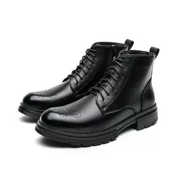 XiAnZen Vintage Brock Boots for Men Boots Casual boots For Men Genuine leather Fashion Men s Boots Antiskid boots man zapatos 38 чёрный