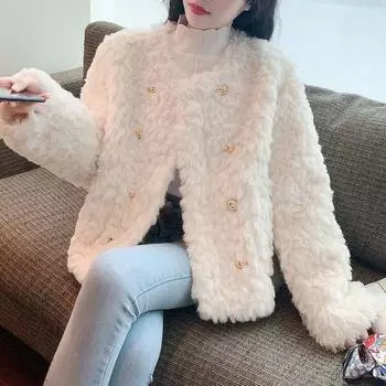 Xiaoxiangfeng искусственная овечья шерсть короткое пальто женская одежда зимняя знаменитость темперамент иностранный стиль искусственный мех кролика пальто верхняя часть S белый