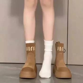 Xiaoxiangfeng short boots women s 2024 autumn new retro versatile fashion temperament non-slip thick-soled breathable single boots 35