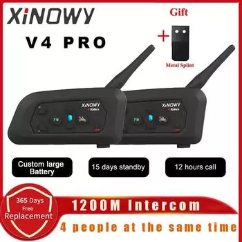 XiNOWy V4 PRO мотоциклетный шлем гарнитура Bluetooth наушники интерком поддержка 4 человек езда интерфон расстояние 800-1200 метров
