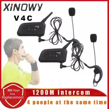XiNOWy V4C Судейская гарнитура Bluetooth-интерком Полнодуплексный 1200M Футбольный крючок для футбола Наушники BT Interphone с FM-радио