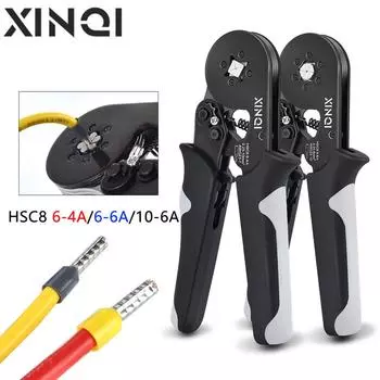 XINQI HSC8 6-4A 6-6A 23-7AWG Регулируемые точные шестигранные трубчатые клещи для обжима клемм Ручной обжимной инструмент