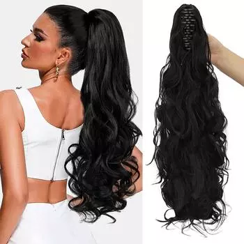 XINRAN Claw Ponytail синтетический длинный волнистый конский хвост парик для наращивания шнурок конский хвост высокотемпературное волокно для женщин косплей вечеринка одежда 50cm