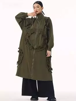 XITAO Ruffles Zipper Patchwork Female Trench GMM1185 One Size чёрный