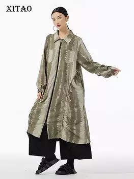 Xitao Платье с молнией и карманом в стиле тай-дай HJF10153 One Size чёрный
