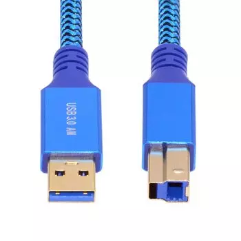 xiwai 5Gbps USB Male to USB Male Extension Cable with Braided for and Data 3.0 Type-A 3.0 Type-B Sleeve, Blue, 0.3m Disks, SSDs, Cameras, синий