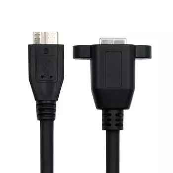 xiwai Micro USB USB Female to USB Male Extension Supports Data and Cameras 3.0 Cable, 3.0 Type-B 3.0 Micro-B Cord, 5Gbps, 30cm, Disks, SSDs, чёрный