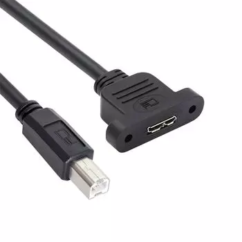 xiwai USB Male to Screw Mount Extension Cord 480Mbps Micro USB Female Extension Cable 2.0 Type-B - 3.0 Type-B чёрный