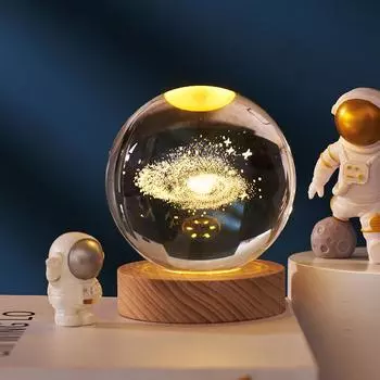 Xmas Creative Sun Galaxy Светящийся хрустальный шар Орнамент Млечный Путь Ночник Спальня Прикроватные украшения Рождественский подарок Декор для рабочего стола 6cm