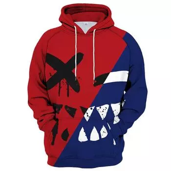 XOXO Pattern Мода Дьявол Улыбающееся Лицо 3D Печать Толстовка Мужская Мода Повседневный Забавный Пуловер Хип-Хоп Толстовка S