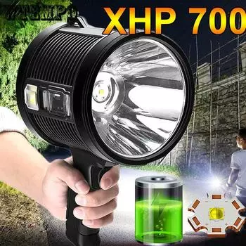 XP70 Мощный перезаряжаемый светодиодный фонарик-прожектор Мощный прожектор Портативное освещение с литиевой батареей емкостью 9000 мАч S чёрный