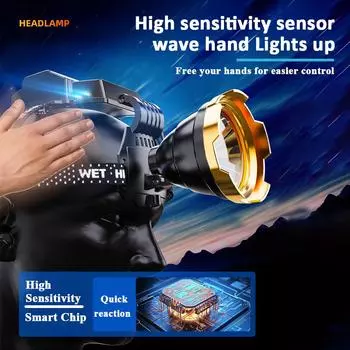 XPG LED Headlamp Waterproof Fishing Lantern 3 Modes Powerful Headlight USB Rechargeable 18650 Head Torch Power Bank Flashlight