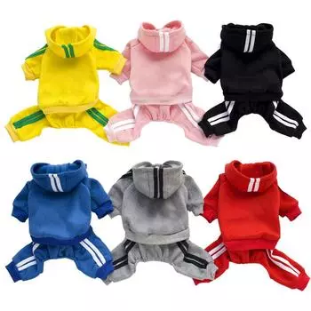 XS-XXL одежда для собак, теплый комбинезон для собак, пижама для кошек, щенков, утепленная одежда с капюшоном для домашних животных, пальто, одежда для собак XS красный