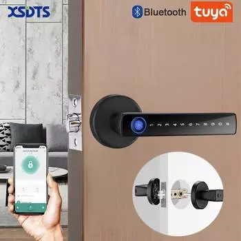 XSDTS Умная ручка дверного замка с картой-ключом с отпечатком пальца Цифровой дверной замок с клавиатурой Key Entry электронный замок Do Brasil Sem taxas Black