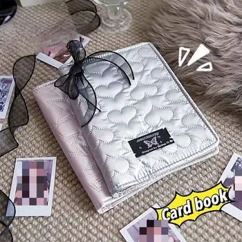 Y2K American Retro Silver Star Heart Bubble Fabric Cover Card Album Cute Girl Kpop 3-дюймовая фотокарточка для коллекционирования 80 шт. слот для карт