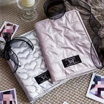 Y2K American Retro Silver Star Heart Bubble Fabric Cover Card Album Cute Girl Kpop 3-дюймовая фотокарточка для коллекционирования 80 шт. слот для карт