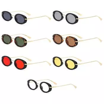 Y2K Hip Hop Sun Glasses Small Oval Sunglasses for Women Men Beach/Travel/Streetwear UV400 Shades Eyewear Punk Sun Glasses