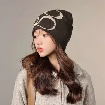 Y2k Knitted Cap Skull Cap Knitted Pullover Hat Fashion Letter Woolen Hat Male белый
