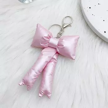 Y2K Korean 3D Bowknot Keychain Simple Bow Keyring Bag Pendant Handbag Hanging Decoration Girls Gifts серебряный