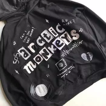 Y2K Spring Street Trend Patch Printed Hoodie Свободный пуловер Мужской и женский свитер S чёрный