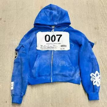 Y2K толстовка с капюшоном на молнии Harajuku Hip Hop Новая модная нашивка с вышивкой большого размера Мужская Женская Свободная повседневная толстовка с капюшоном Куртка Уличная одежда M