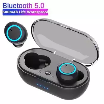 Y50 TWS Bluetooth наушники беспроводная гарнитура IPX7 водонепроницаемые наушники с глубокими басами настоящие беспроводные стерео наушники спортивные наушники чёрный
