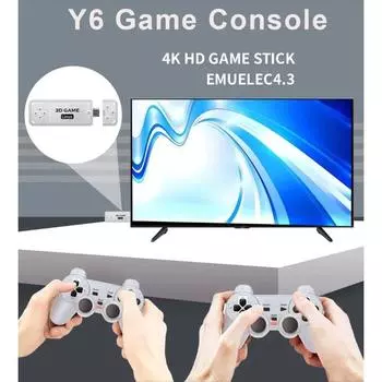 Y6 2,4G Беспроводная игровая ТВ-приставка Ретро PS1 Семья 4K HD Портативная игровая консоль Поддержка многопользовательских игр 10000 * 64GB