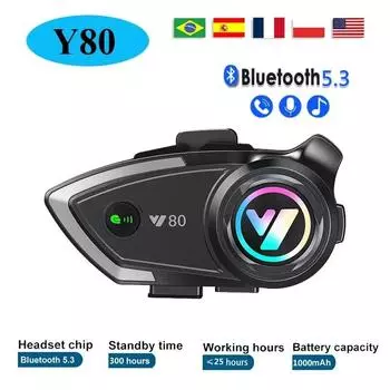 Y80 Мотоциклетный шлем Bluetooth гарнитура Беспроводная V5.3 Handsfree звонки Музыка наушники для мотоциклистов Moto GPS водонепроницаемые наушники