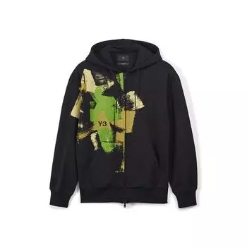 Y-3 Цветные блоки Кисть Граффити Принт Повседневная Свободная Двойная Молния Толстовка Куртка Мужская Куртки Черный IP5580 S