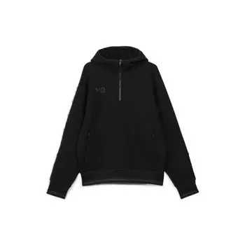 Y-3 FW22 Однотонный джемпер с принтом небольшого логотипа и застежкой-молнией на половину длины, свитшот с длинным рукавом, мужская толстовка, черный цвет HM5037 XXL