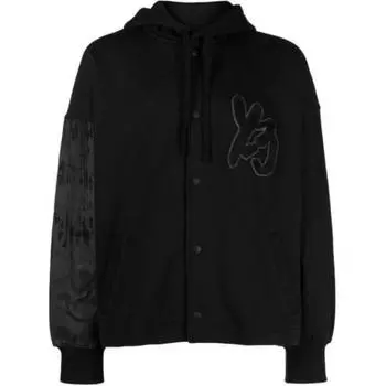 Y-3 Gfx Logo Snap Button Hoodie Мужские толстовки с капюшоном черного цвета IA3102 XS